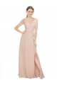 Rosa 114 A-Linien V-Ausschnitt Chiffon Lange Brautjungfernkleider Hersteller