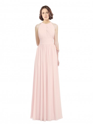 Rosa 42 A-Linien Neckholder Chiffon Lange Brautjungfernkleider Hersteller