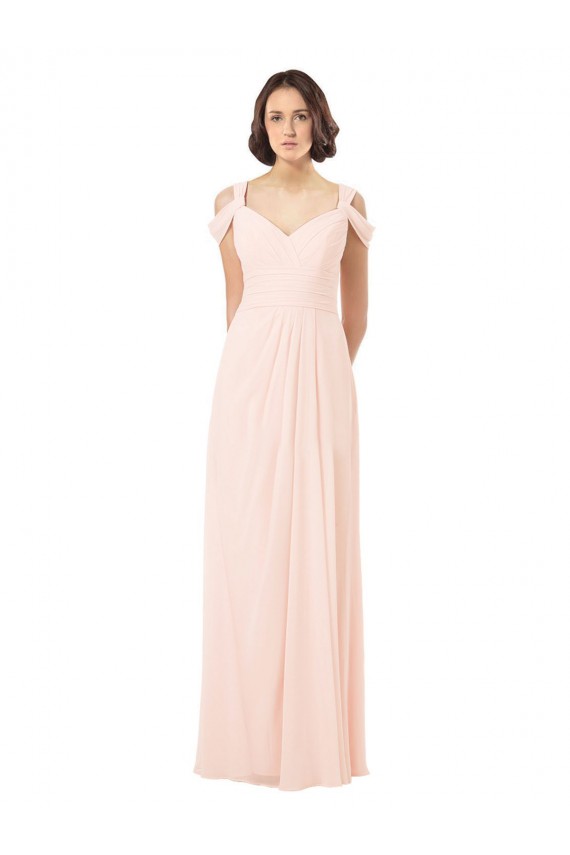 Rosa 42 A-Linien Off-Schulter Chiffon Lange Brautjungfernkleider Hersteller