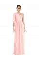 Rosa A-Linien Eine-Schulter Chiffon Lange Brautjungfernkleider Hersteller