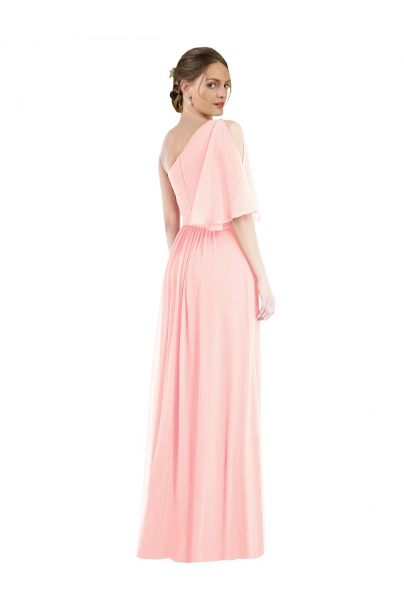 Rosa A-Linien Eine-Schulter Chiffon Lange Brautjungfernkleider Hersteller