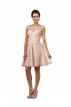 Rosa A-Linien Illusion Ausschnitt Knielang Chiffon Spitze Kurze Brautjungfernkleider Hersteller