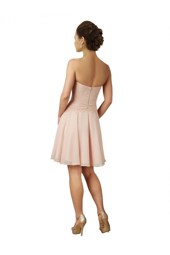 Rosa A-Linien Knielang Chiffon Spitze Kurze Brautjungfernkleider / Cocktailkleider Hersteller