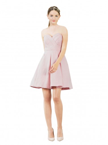 Rosa A-Linien Knielang Satin Kurze Brautjungfernkleider / Cocktailkleider / Heimkehr Kleider Hersteller