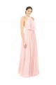 Rosa A-Linien Neckholder Chiffon Lange Brautjungfernkleider Hersteller