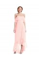 Rosa A-Linien Off-Schulter Chiffon Lange Brautjungfernkleider Hersteller