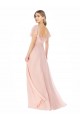 Rosa A-Linien Quadrat Ausschnitt Chiffon Lange Brautjungfernkleider Hersteller