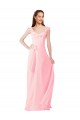 Rosa A-Linien V-Ausschnitt Chiffon Lange Brautjungfernkleider Hersteller