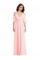 Rosa A-Linien V-Ausschnitt Chiffon Lange Brautjungfernkleider Hersteller