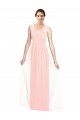 Rosa A-Linien V-Ausschnitt Chiffon Lange Brautjungfernkleider Hersteller