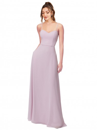 Rosa Leuchten A-Linien Chiffon Lange Brautjungfernkleider Hersteller