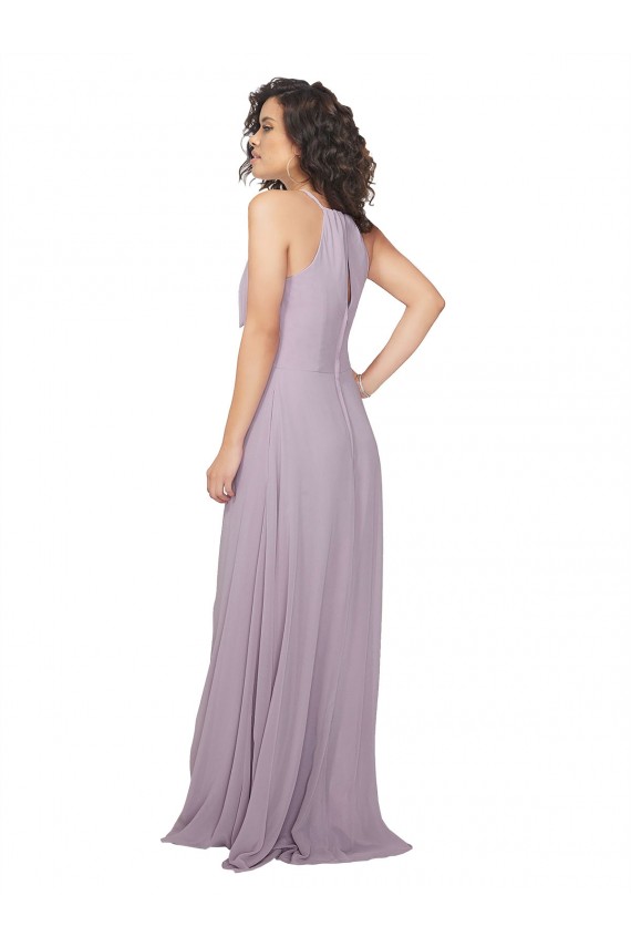 Rosa Leuchten A-Linien Neckholder Chiffon Lange Brautjungfernkleider Hersteller