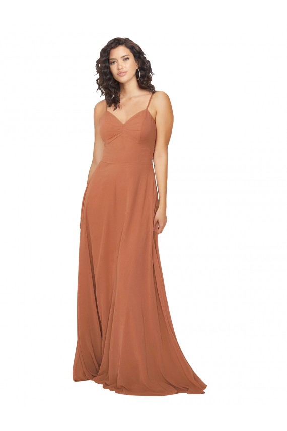 Rosenholz A-Linien V-Ausschnitt Chiffon Lange Brautjungfernkleider Hersteller