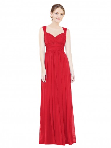 Rot A-Linien Chiffon Lange Brautjungfernkleider Hersteller