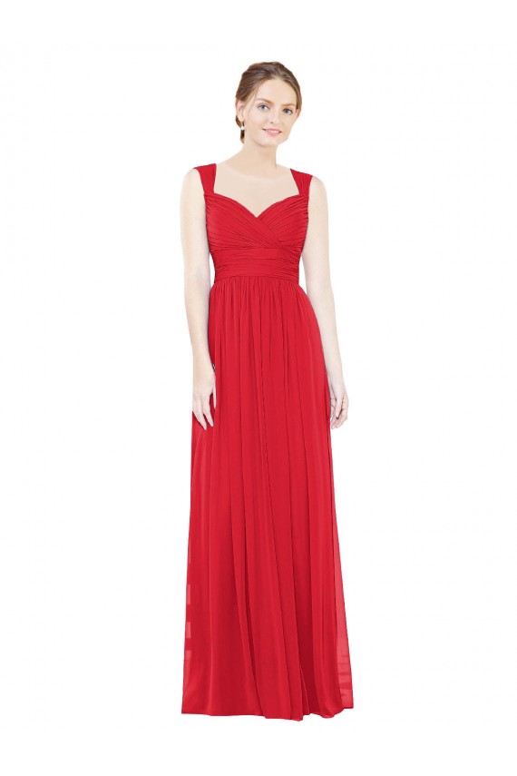 Rot A-Linien Chiffon Lange Brautjungfernkleider Hersteller