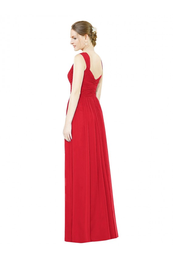 Rot A-Linien Chiffon Lange Brautjungfernkleider Hersteller