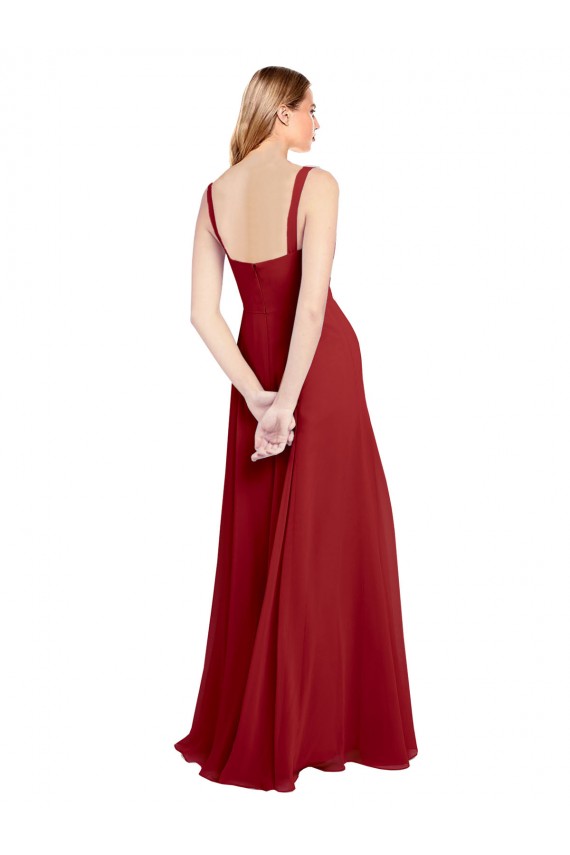 Rot A-Linien Chiffon Lange Brautjungfernkleider Hersteller