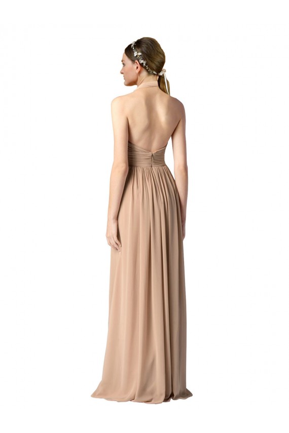 Rot A-Linien Neckholder V-Ausschnitt Chiffon Lange Brautjungfernkleider Hersteller