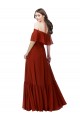 Rot A-Linien Off-Schulter Chiffon Lange Brautjungfernkleider Hersteller