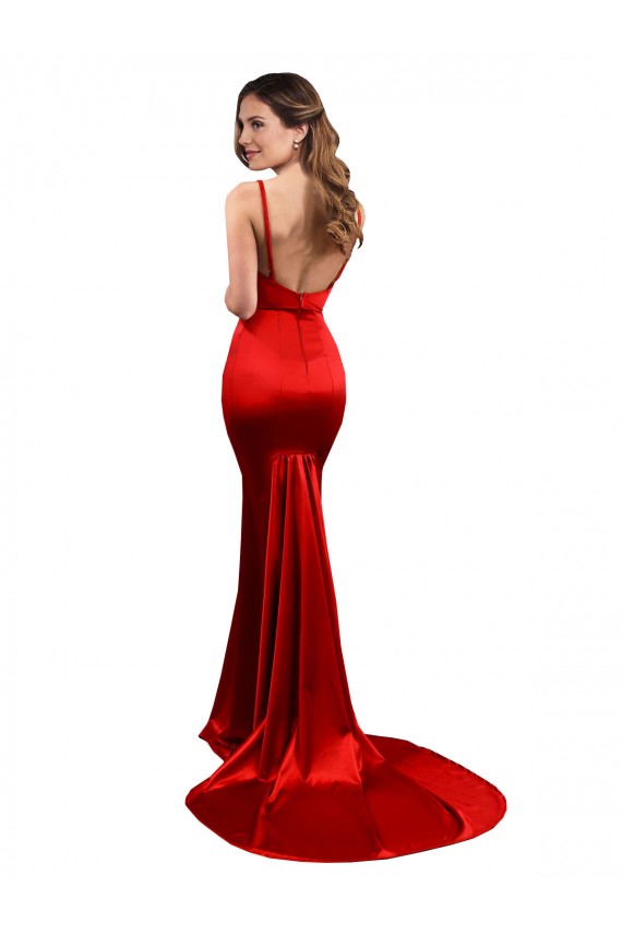 Rot Meerjungfrau Stretch-Satin Lange Formale Brautjungfernkleider / Abendkleider / Abiballkleider Hersteller