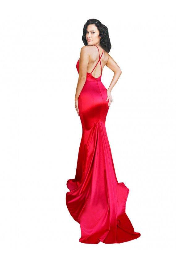 Rot Meerjungfrau Stretch-Satin Lange Formale Brautjungfernkleider / Abendkleider / Abiballkleider Hersteller