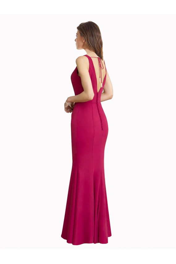 Rot Meerjungfrau V-Ausschnitt Chiffon Lange Brautjungfernkleider / Abiballkleider Hersteller