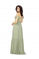 Safran A-Linien V-Ausschnitt Chiffon Lange Brautjungfernkleider Hersteller