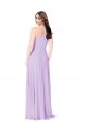 Safran A-Linien V-Ausschnitt Chiffon Lange Brautjungfernkleider Hersteller