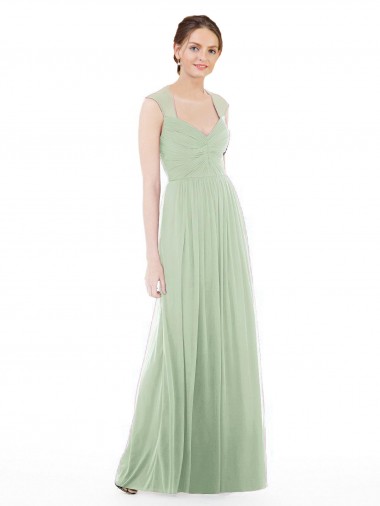 Salbeigrün A-Linien Chiffon Lange Brautjungfernkleider Hersteller