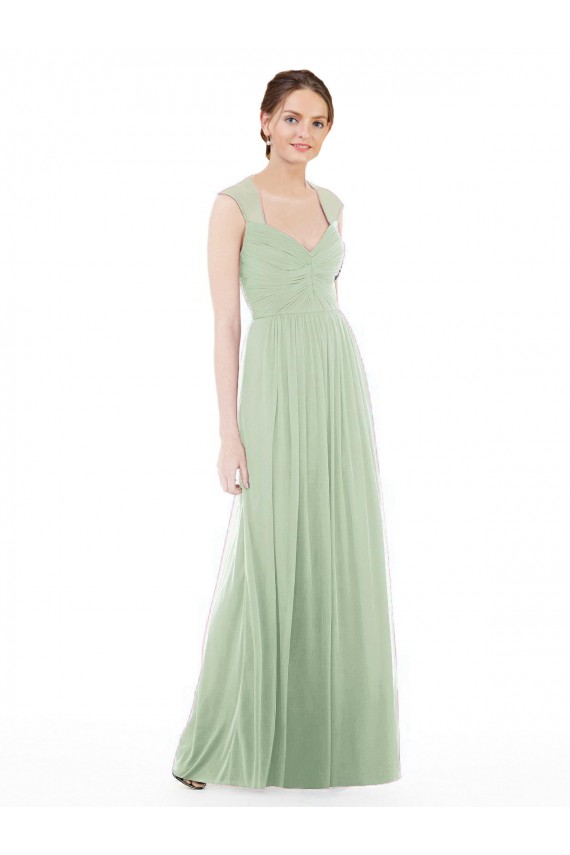 Salbeigrün A-Linien Chiffon Lange Brautjungfernkleider Hersteller