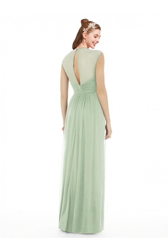 Salbeigrün A-Linien Chiffon Lange Brautjungfernkleider Hersteller