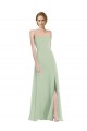 Salbeigrün A-Linien Scoop Chiffon Lange Brautjungfernkleider Hersteller