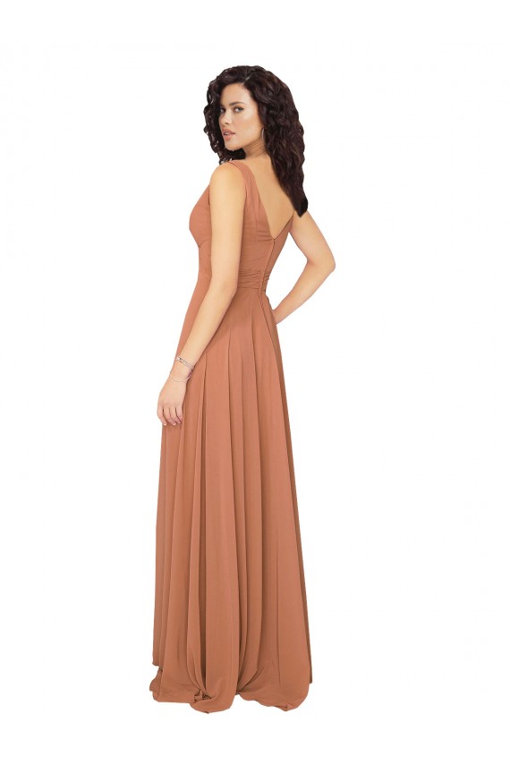 Salbeigrün A-Linien V-Ausschnitt Chiffon Lange Brautjungfernkleider Hersteller