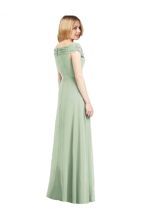 Salbeigrün Trompete Off-Schulter Chiffon Lange Brautjungfernkleider Hersteller