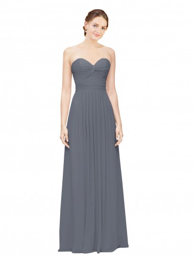 Schiefergrau A-Linien Chiffon Lange Brautjungfernkleider Hersteller
