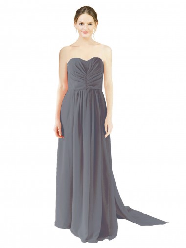 Schiefergrau A-Linien Chiffon Lange Brautjungfernkleider Hersteller