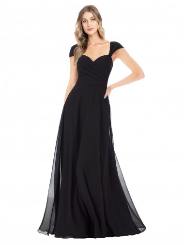 Schwarz A-Linien Chiffon Lange Brautjungfernkleider Hersteller