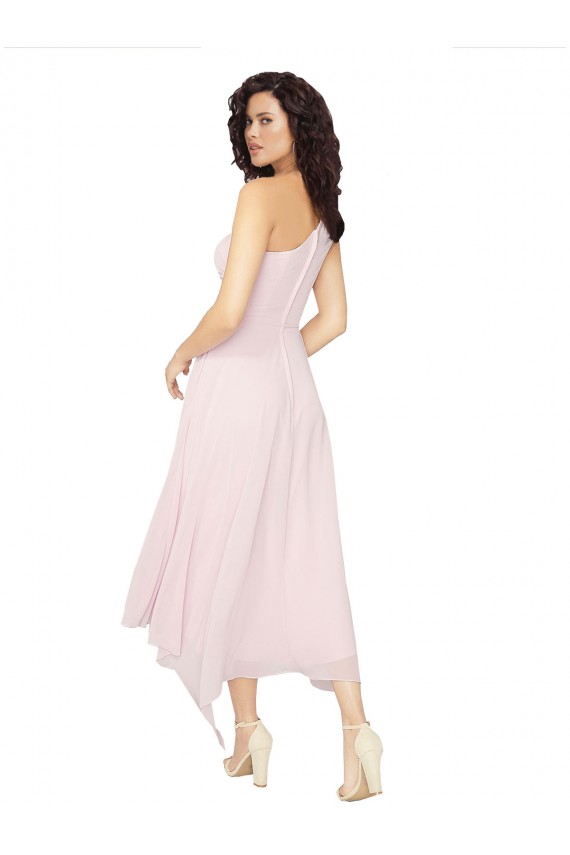 Schwarz A-Linien Eine-Schulter Trägerlos Midi Chiffon Kurze Brautjungfernkleider / Cocktailkleider / Heimkehr Kleider Hersteller