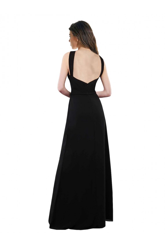 Schwarz A-Linien Neckholder Chiffon Lange Brautjungfernkleider Hersteller