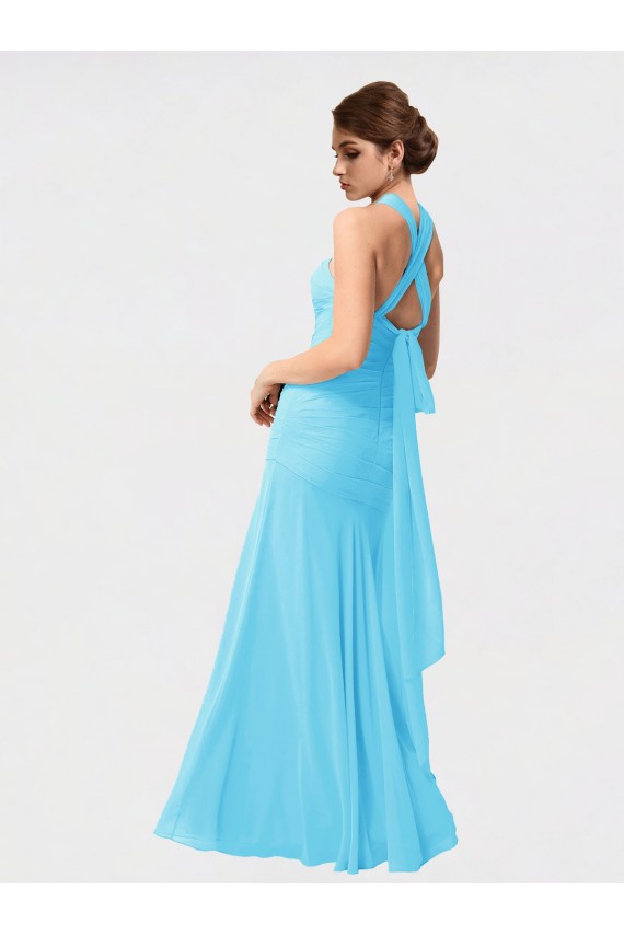 Schwarz Meerjungfrau Neckholder Chiffon Lange Brautjungfernkleider Hersteller