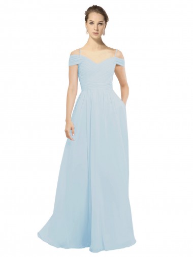 Seeglas A-Linien Off-Schulter Chiffon Lange Brautjungfernkleider Hersteller