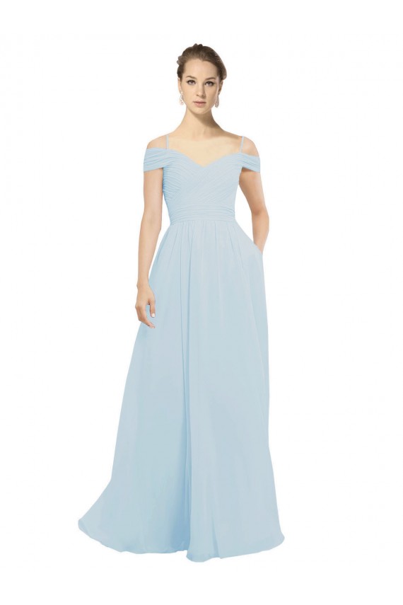 Seeglas A-Linien Off-Schulter Chiffon Lange Brautjungfernkleider Hersteller