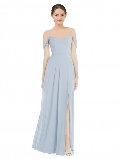 Seeglas A-Linien Off-Schulter Chiffon Lange Brautjungfernkleider Hersteller