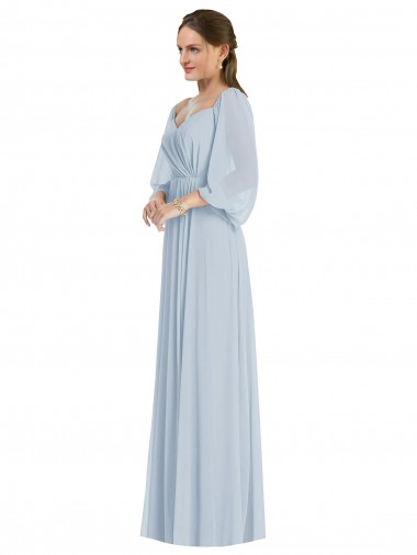 Seeglas A-Linien Off-Schulter Chiffon Lange Formale Brautjungfernkleider / Abendkleider Hersteller