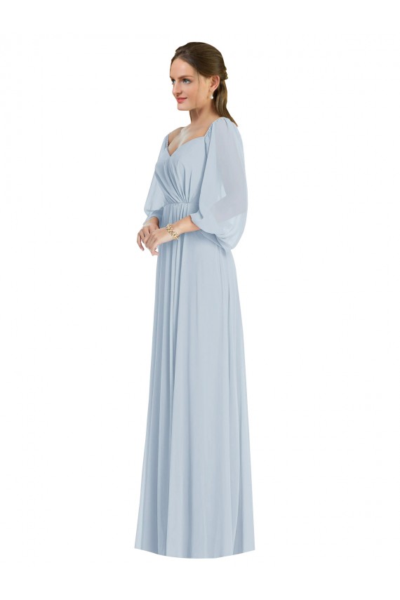 Seeglas A-Linien Off-Schulter Chiffon Lange Formale Brautjungfernkleider / Abendkleider Hersteller