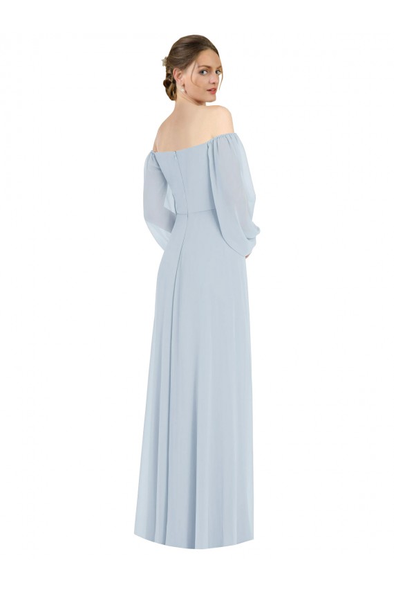 Seeglas A-Linien Off-Schulter Chiffon Lange Formale Brautjungfernkleider / Abendkleider Hersteller