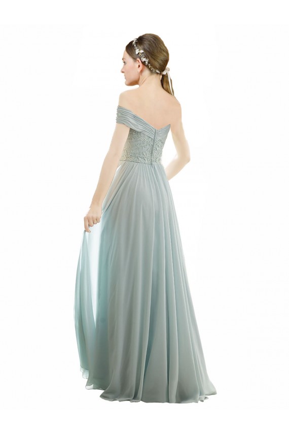 Seeglas A-Linien Off-Schulter Chiffon Spitze Lange Brautjungfernkleider Hersteller