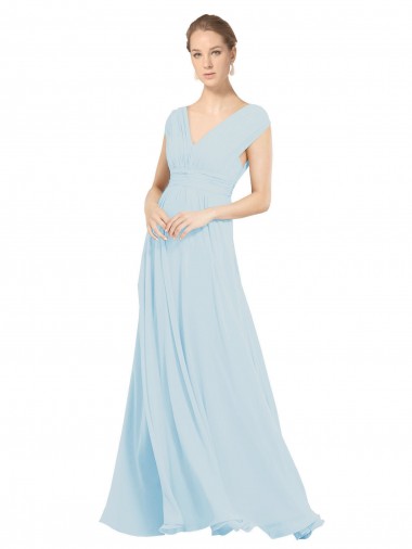Seeglas A-Linien V-Ausschnitt Chiffon Lange Brautjungfernkleider Hersteller