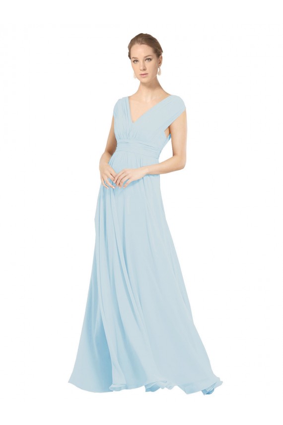Seeglas A-Linien V-Ausschnitt Chiffon Lange Brautjungfernkleider Hersteller