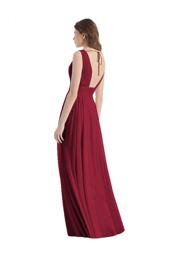 Seeglas A-Linien V-Ausschnitt Chiffon Lange Brautjungfernkleider Hersteller